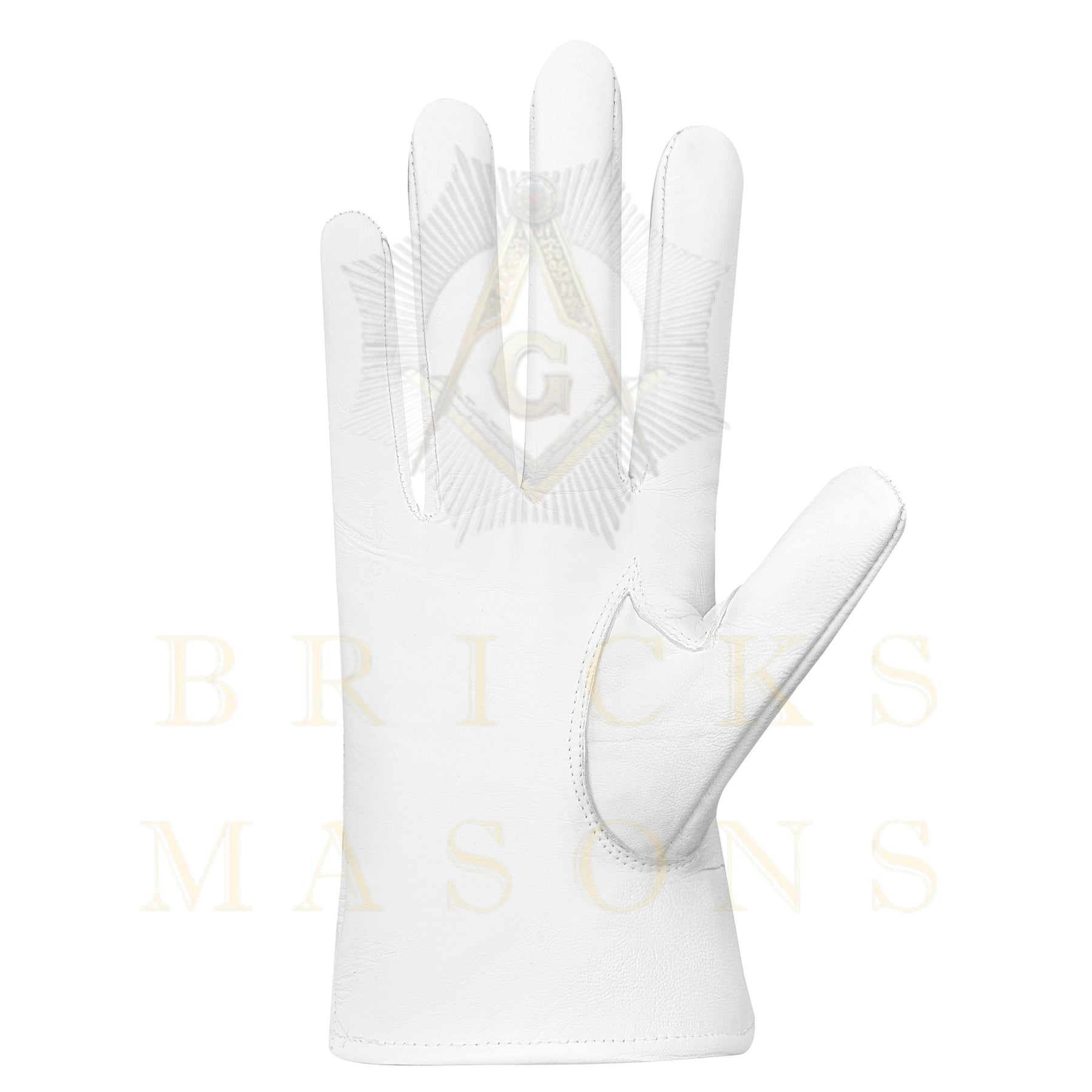 33rd Degree Scottish Rite Gloves - White Leather Eagle Wings Up Patch - Bricks Masons