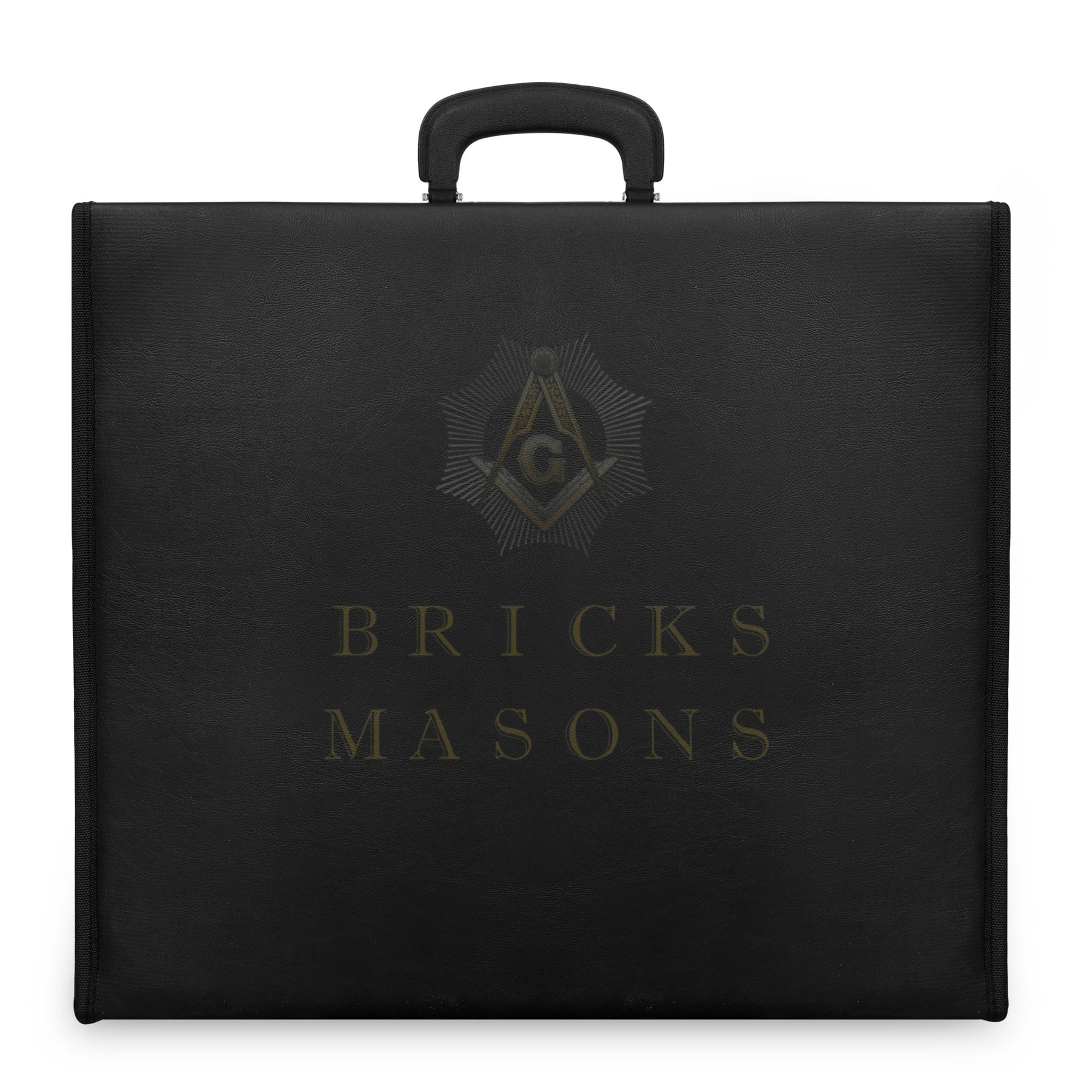 Past Sovereign Master Allied Masonic Degrees Apron Case - Personalized Black Imitation Leather MM, WM, Provincial - Bricks Masons