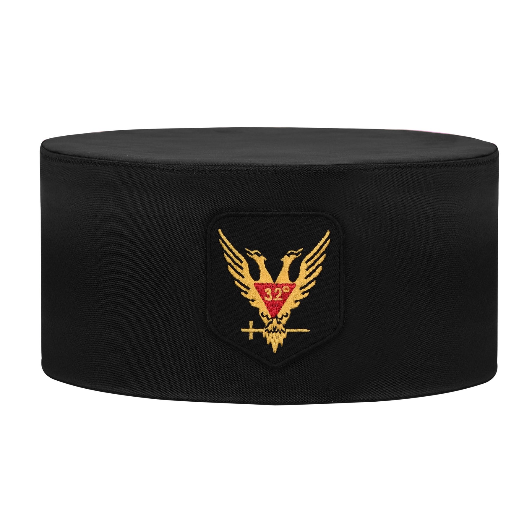 32nd Degree Scottish Rite Crown Cap - Black Rayon With Wings Up Red & Gold - Bricks Masons