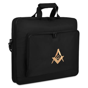 Master Mason Blue Lodge Apron Case - Black Cordura Fabric With Gold Emblem - Bricks Masons