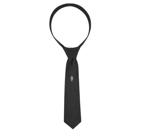 Royal & Select Masters Necktie - Black with Hand Threaded Silk Embroidered Emblem - Bricks Masons