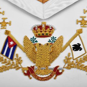 33rd Degree Scottish Rite Apron - Hand Embroidery Gold Bullion Wings Up ALL COUNTRIES FLAGS - Bricks Masons