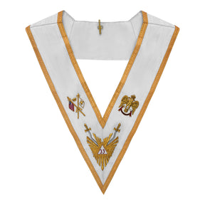 33rd Degree Scottish Rite Collar - White Ribbon with Gold Bullion Embroidery - Bricks Masons