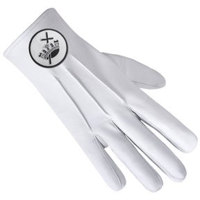 Knights Templar Commandery Glove - Leather With White & Black Patch - Bricks Masons