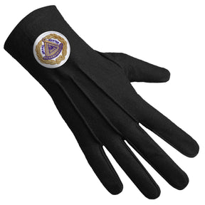 Grand Master Blue Lodge Glove - Pure Black Cotton With White Patch - Bricks Masons