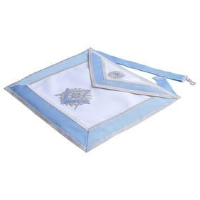 Master Mason Blue Lodge Apron - Light Blue & White With Machine Embroidery - Bricks Masons