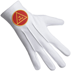 Royal Arch Chapter Glove - Pure Cotton With Red Triple Tau - Bricks Masons