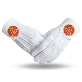 Royal Arch Chapter Glove - Pure Cotton With Red Triple Tau - Bricks Masons