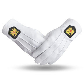 32nd Degree Scottish Rite Glove - Pure Cotton With Double Eagle - Bricks Masons