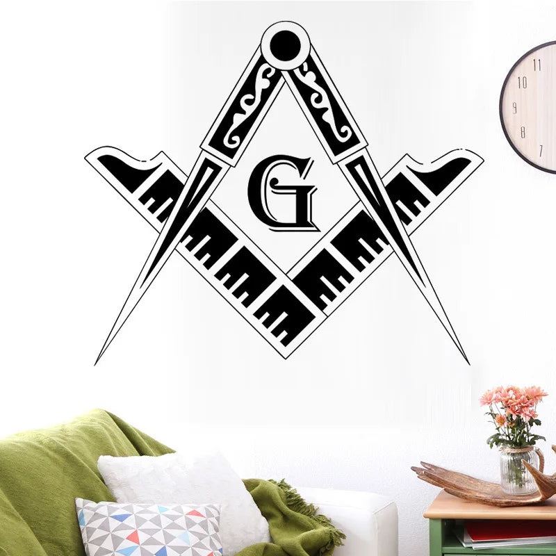 Master Mason Blue Lodge Wall Monogram - PVC Black Sticker - Bricks Masons