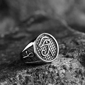 Ancient Egypt Ring - Pharaoh Horus Eye Stainless Steel J - Bricks Masons