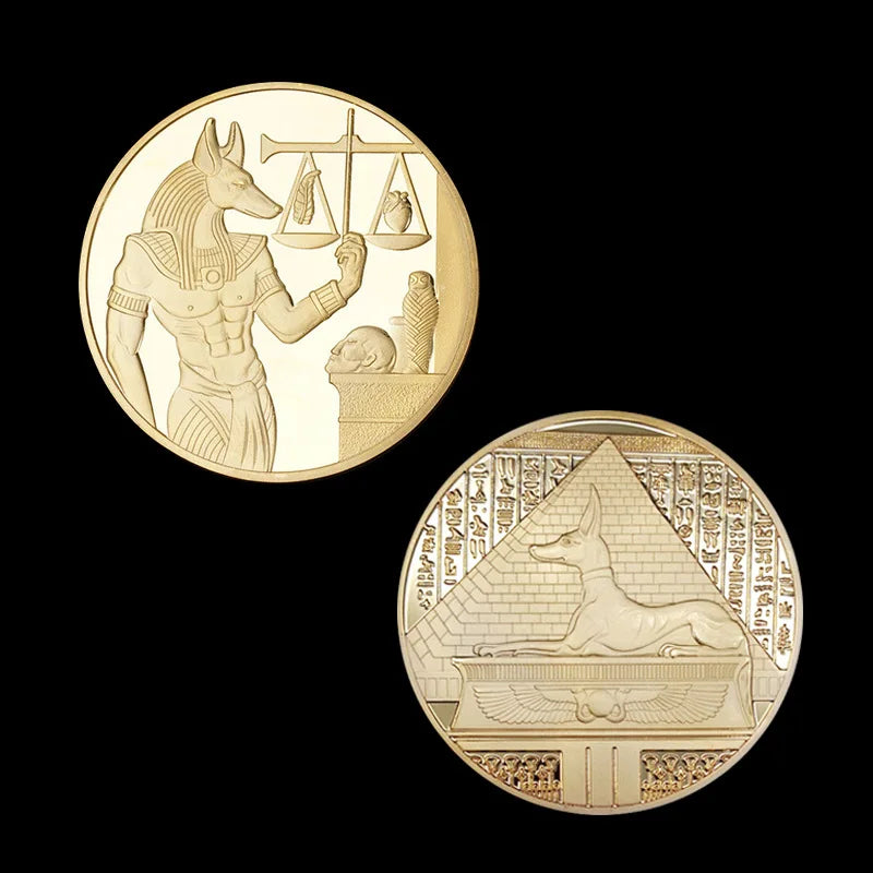 1pc Gold Plated Egypt Death Protector Anubis Coin Copy Coins Egyptian God Of Death Commemorative Coins Collection Gift - Bricks Masons