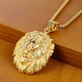 Ancient Israel Pendant - Rhinestone Crown Lion Head Hanging  Luminous gold-Plated - Bricks Masons