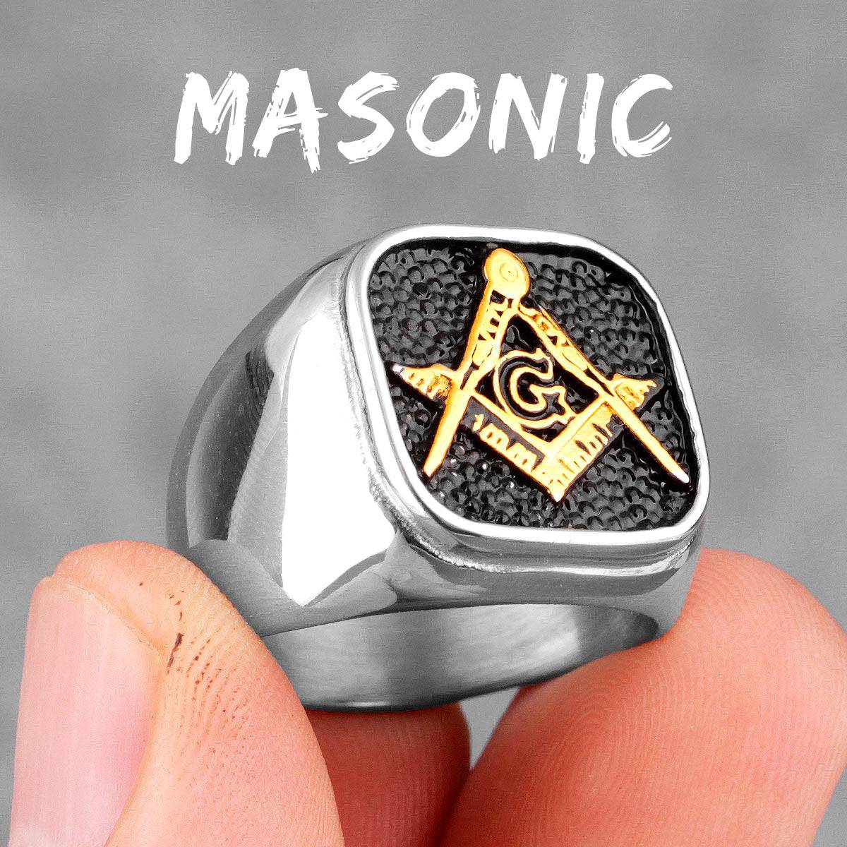 Master Mason Blue Lodge Ring - Classic Compass & Square