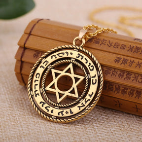 Ancient Israel Necklace - Star of David in the Circle Irish Knots - Bricks Masons