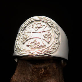 Knights Templar Commandery Ring - Polished Cross Sterling Silver