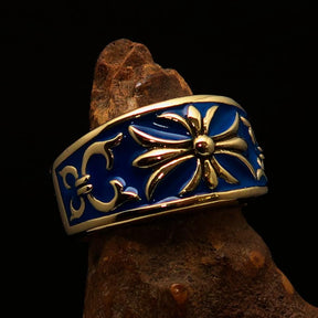 Knights Templar Commandery Ring - Blue & Gold Brass Cross