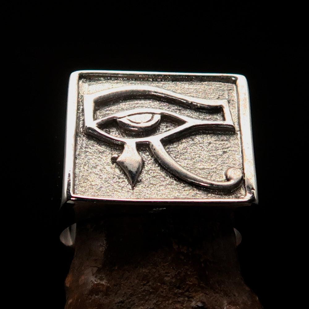 Ancient Egypt Keychain - Squared Eye of Horus Sterling Silver