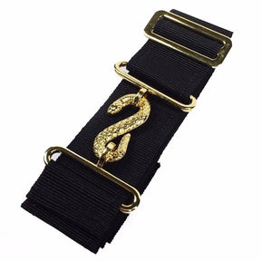 Masonic Apron Belt Extender - Black Belt with Silver/Gold Clasp