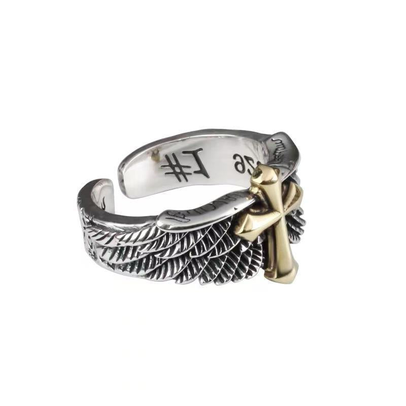 Knights Templar Commandery Ring - Silver & Gold Adjustable Cross Ring - Bricks Masons