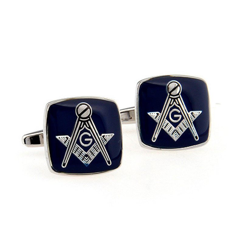 Master Mason Blue Lodge Cufflink - Various Colors Square & Compass G - Bricks Masons