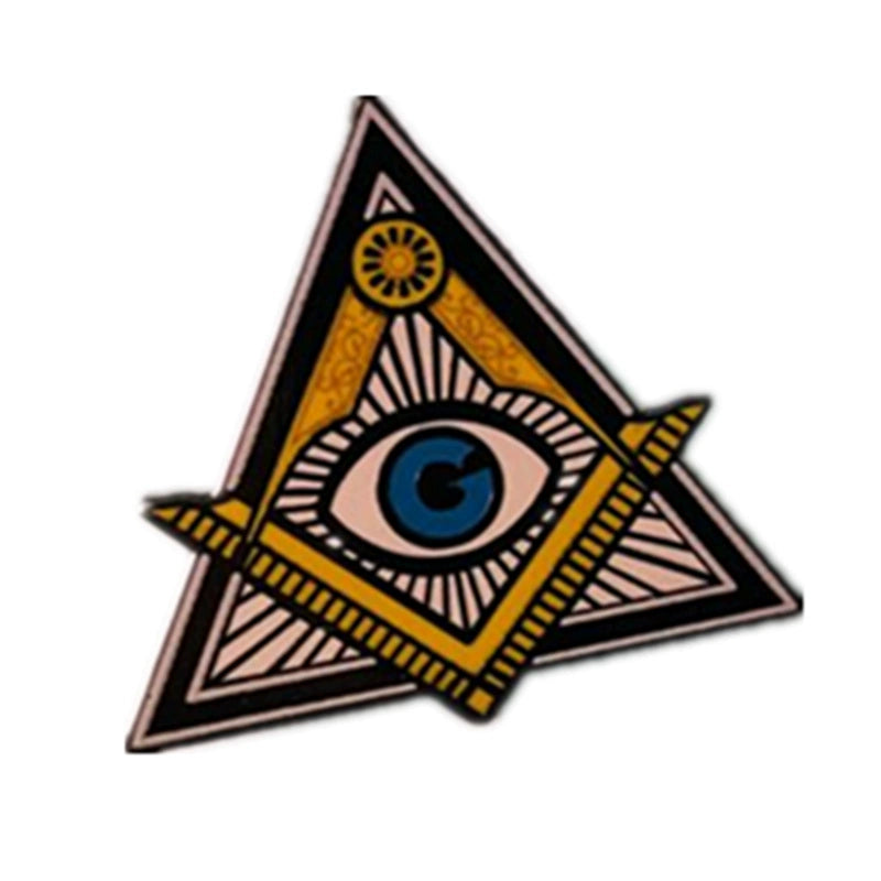 Eye Of Providence Brooch - Pair Of Square And Compass Triangle Shaped Brooch - Bricks Masons