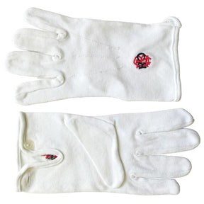 Royal Antediluvian Order of Buffaloes R.A.O.B. Gloves - White Cotton with Red & Black