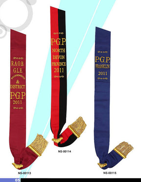 Royal Antediluvian Order of Buffaloes R.A.O.B. Sash - Various Degrees