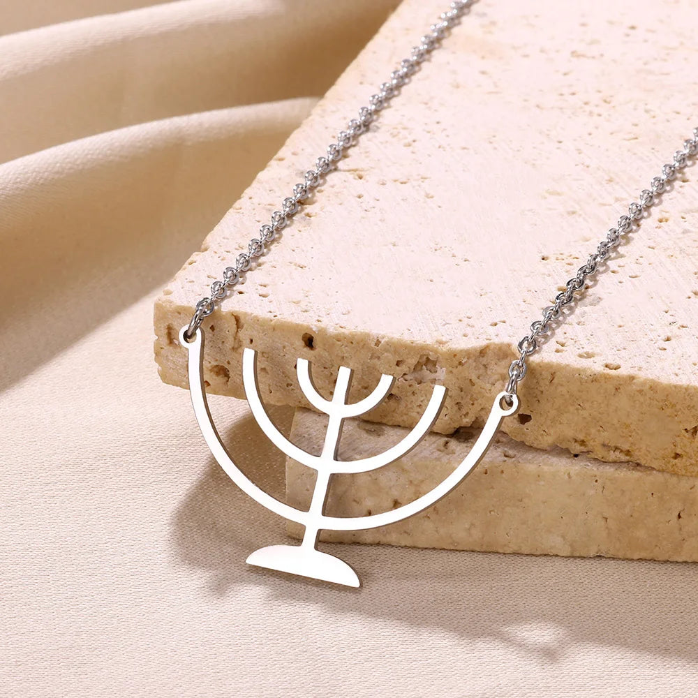 Ancient Israel Necklace - Menorah Shape Pendant - Bricks Masons