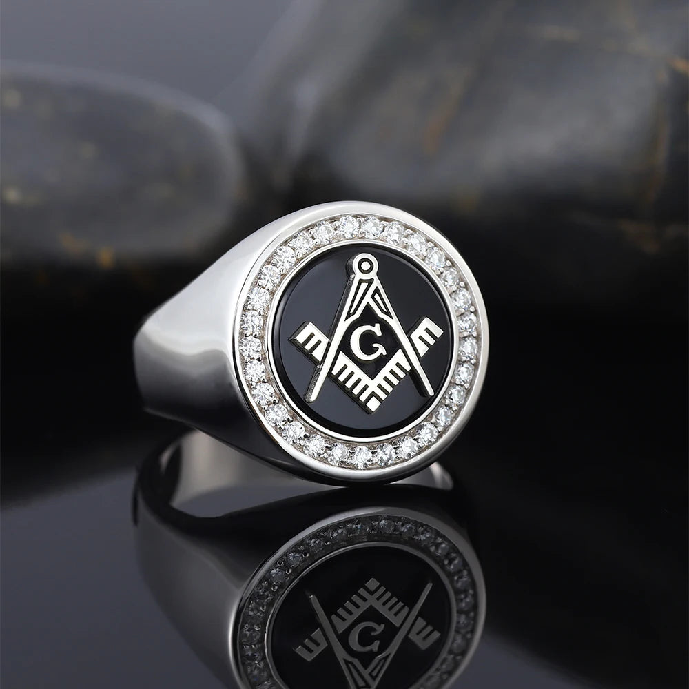 Master Mason Blue Lodge Ring - Square & Compass G Sterling Silver Ring