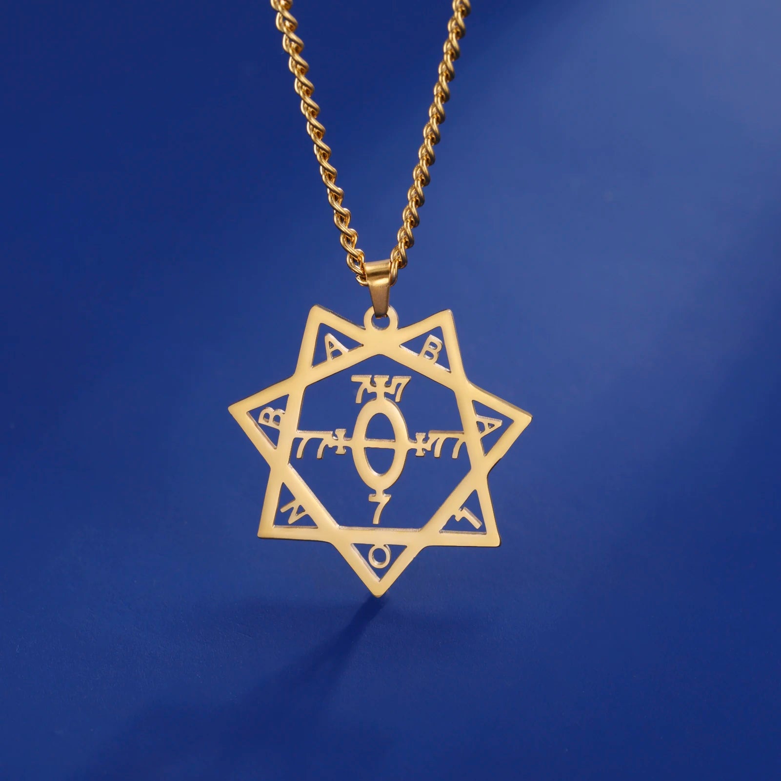 Ancient Israel Necklace - Star of Babalon Symbol Stainless Steel - Bricks Masons