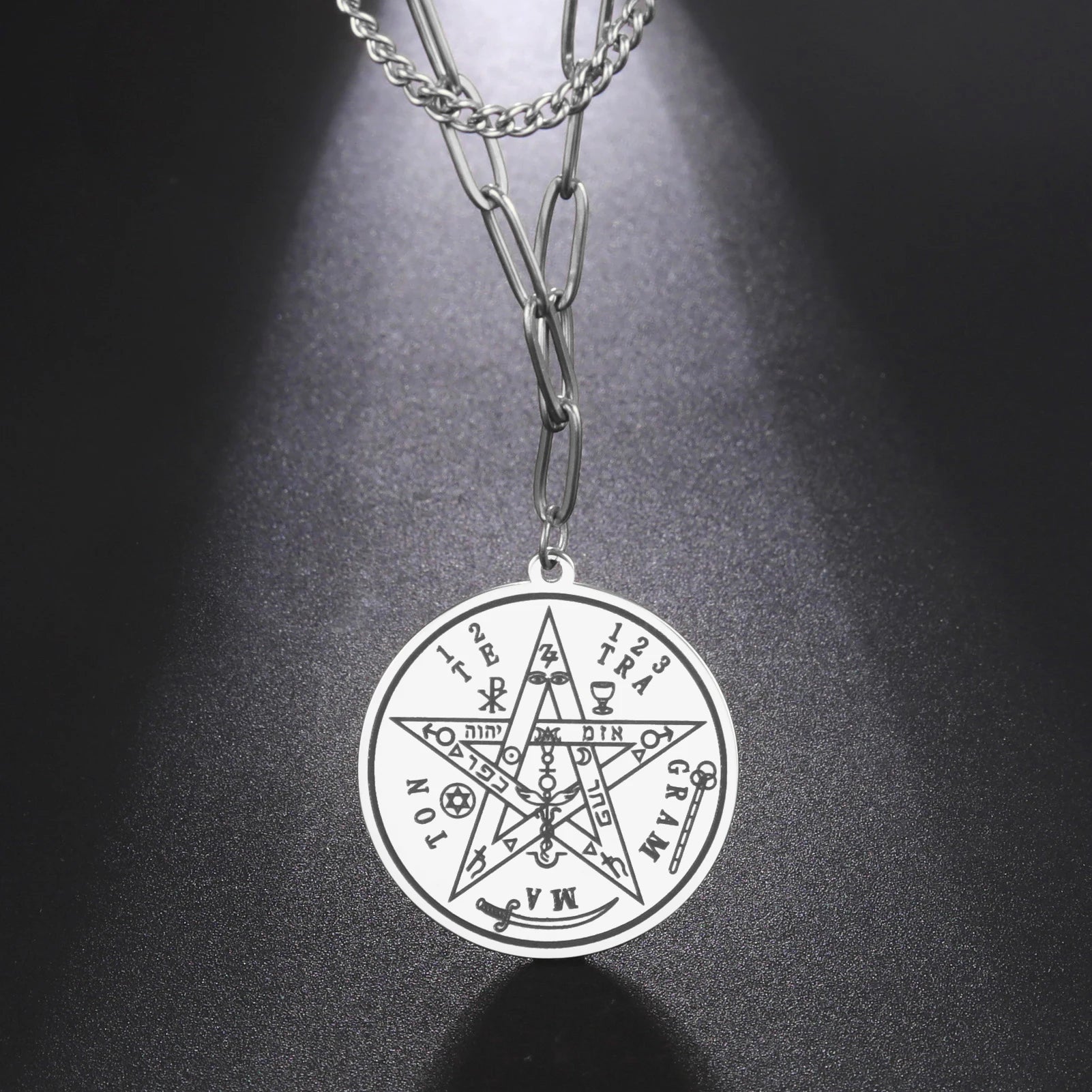 Ancient Israel Necklace - Hebrew Tetragrammaton Pentagram of Solomon - Bricks Masons