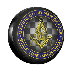 Master Mason Blue Lodge Car Tire Cover - Various Square and Compass G - Bricks Masons