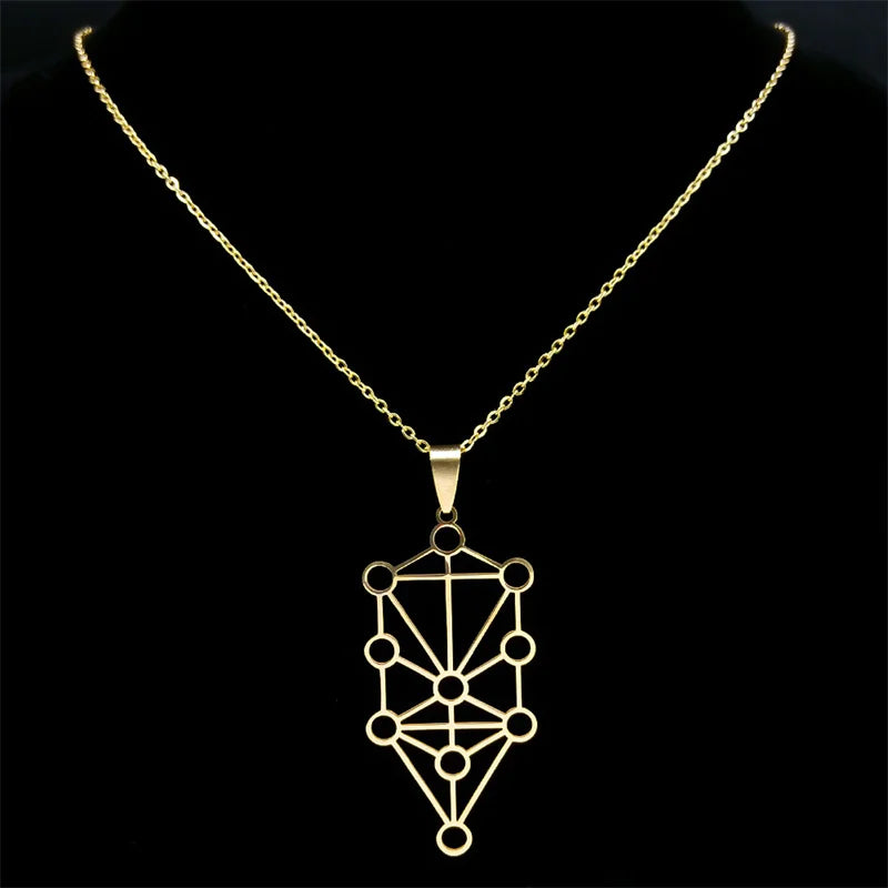 Ancient Israel Necklace - Stainless Steel Gold Color Kabbalah - Bricks Masons