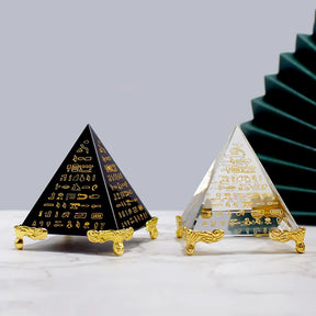 Ancient Egypt Crystal - Obsidian Pyramid Model Natural Energy Healing Feng Shui - Bricks Masons