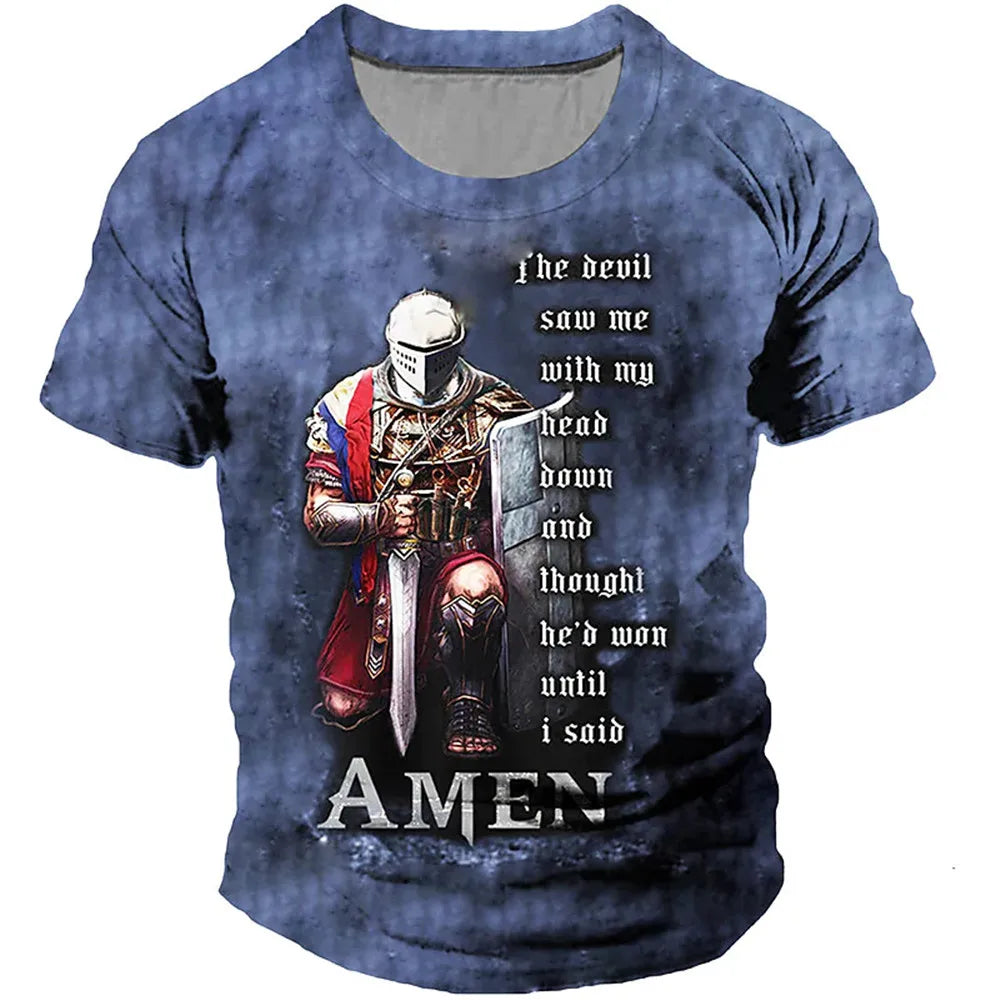 Knights Templar Commandery T-Shirt - Print Oversized Tops Short Sleeve - Bricks Masons