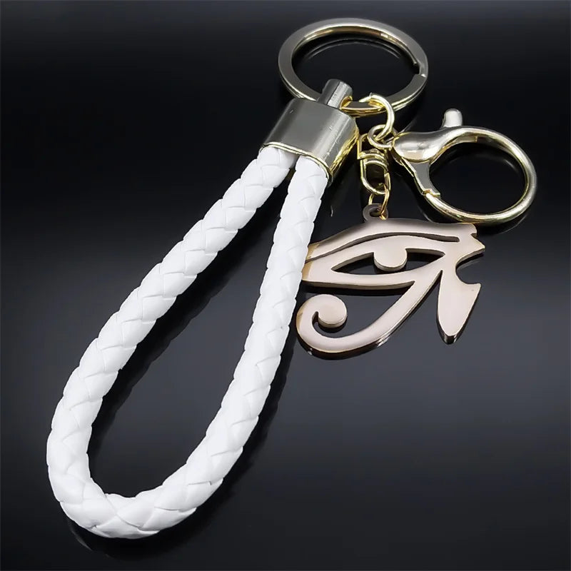 Ancient Egypt Keychain - Eye of Horus Stainless Steel Gold Pendant - Bricks Masons