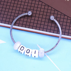 PHA DOI Bracelet - Silver Bangle With Letter Beads - Bricks Masons