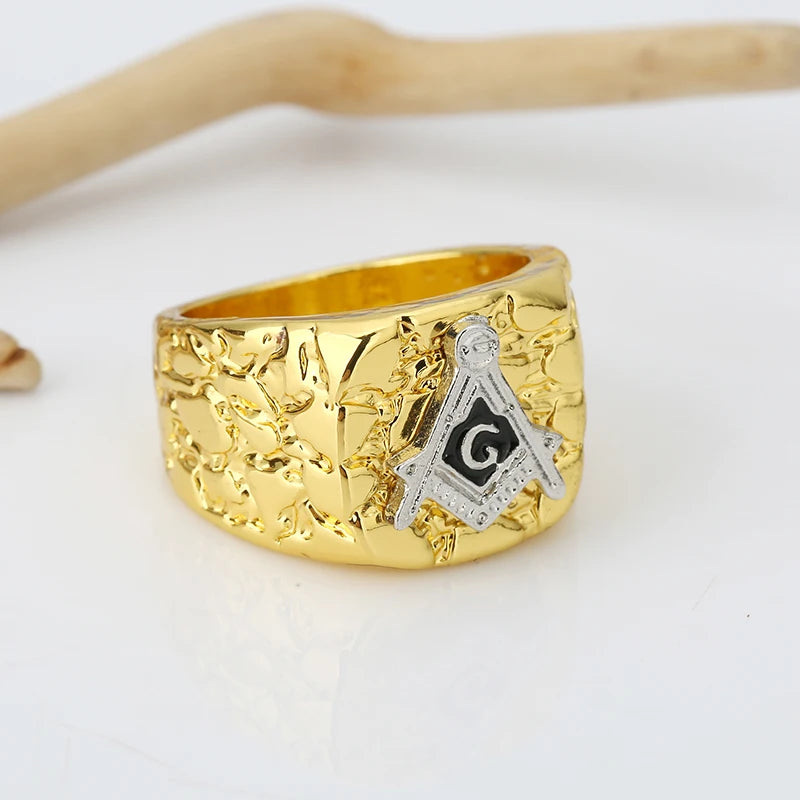 Master Mason Blue Lodge Ring - Gold Plated Zinc Alloy - Bricks Masons