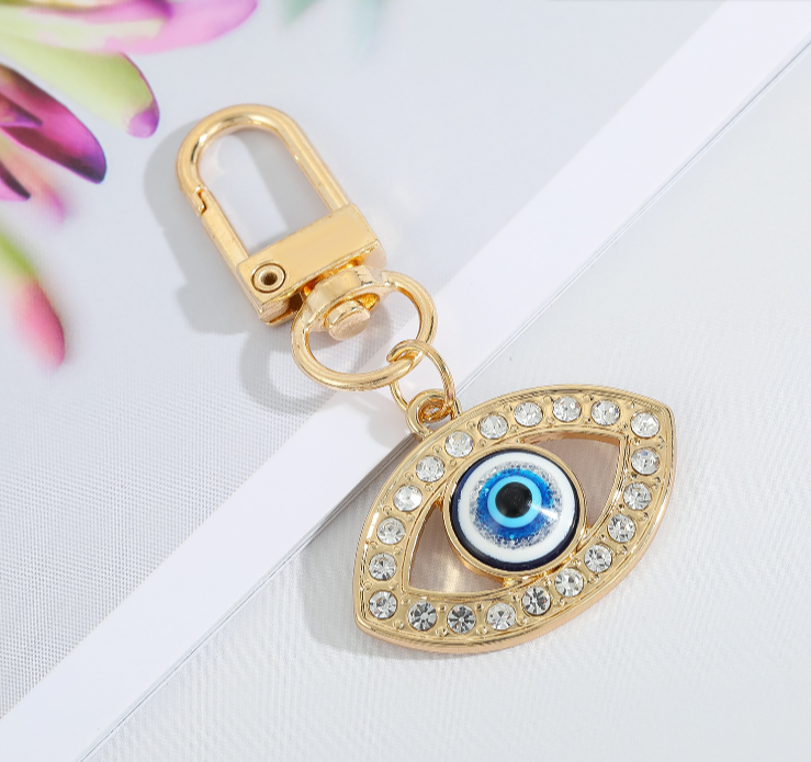 Eye Of Providence Keychain - Gold With Blue All-Seeing Eye - Bricks Masons