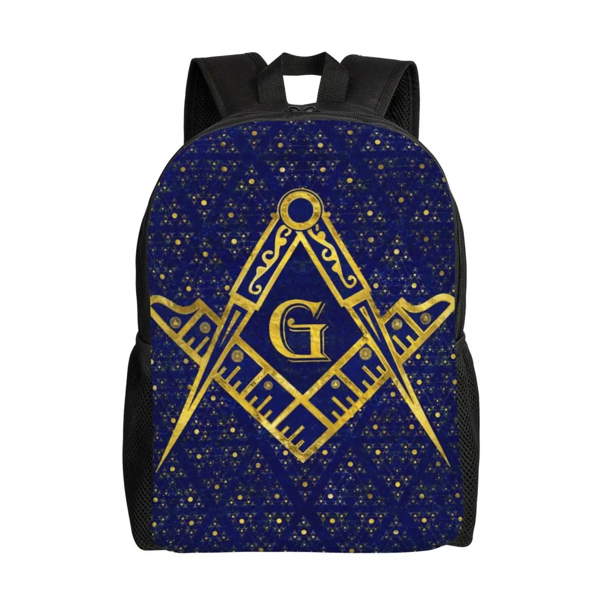 Master Mason Blue Lodge Backpack - Gold Adjustable Strap Nylon - Bricks Masons