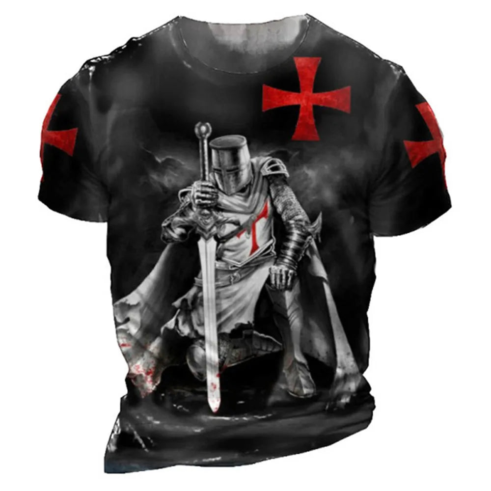 Knights Templar Commandery T-Shirt - Print Oversized Tops Short Sleeve - Bricks Masons