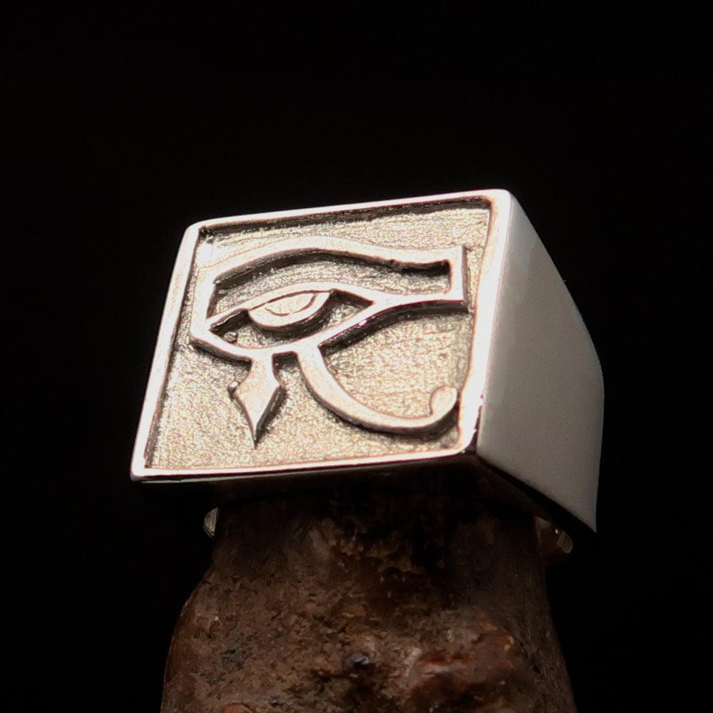 Ancient Egypt Keychain - Squared Eye of Horus Sterling Silver - Bricks Masons