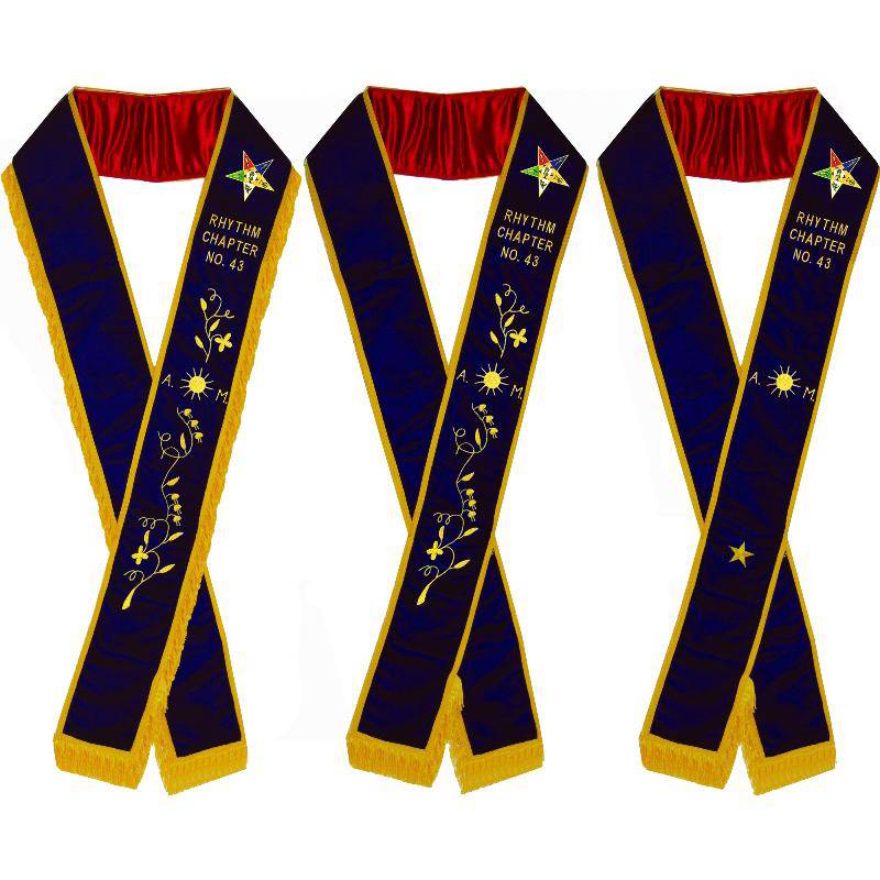 Associate Matron OES Sash - Purple Velvet - Bricks Masons