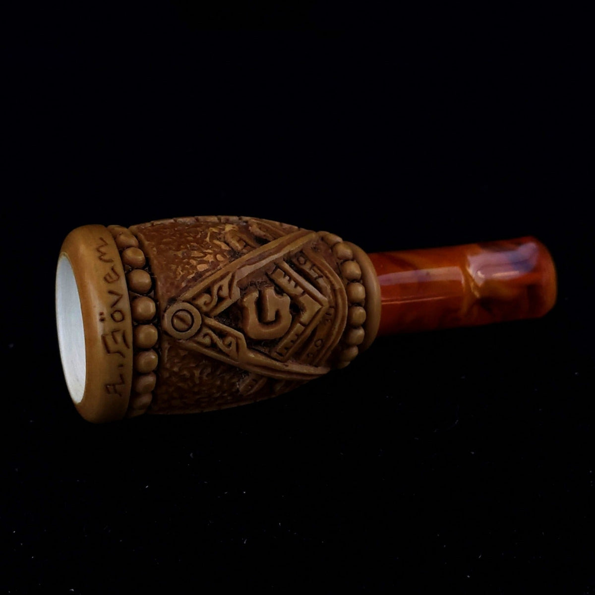 Master Mason Blue Lodge Cigar Holder - Dark Wood Square & Compass G - Bricks Masons