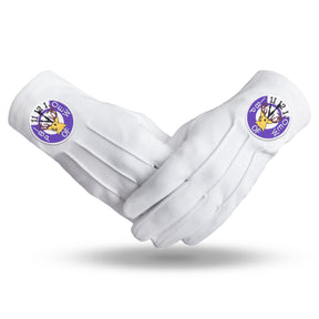 Order Of Elks Glove - White Cotton With Purple Emblem - Bricks Masons