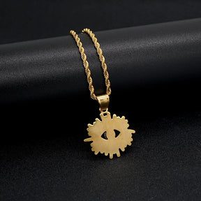 Eye Of Providence Necklace - Plated Stainless Steel With Blue Eye - Bricks Masons