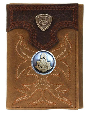 Past Master Blue Lodge Wallet - Square & Compass Tan and Brown - Bricks Masons