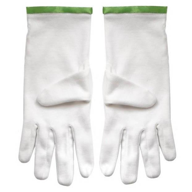 Knights of St. Andrew Scottish Rite Gloves - White Cotton with Green Borders