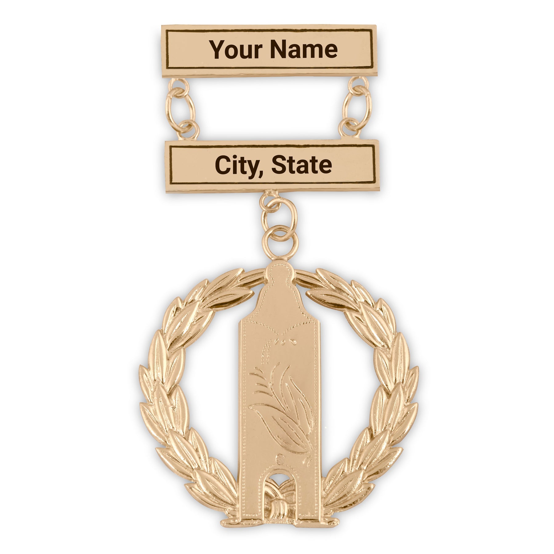 Grand Junior Warden Blue Lodge Breast Jewel - Gold Coated Customizable - Bricks Masons